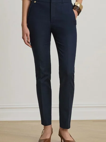 Lauren Ralph Lauren hlače za žene s pamukom plava
