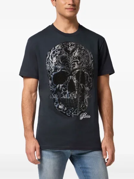Tricou Philipp Plein cu imagine albastru