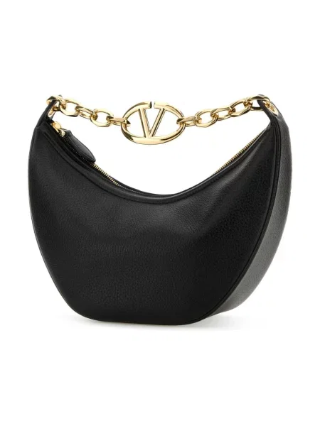 Lniana torebka hobo Valentino czarna