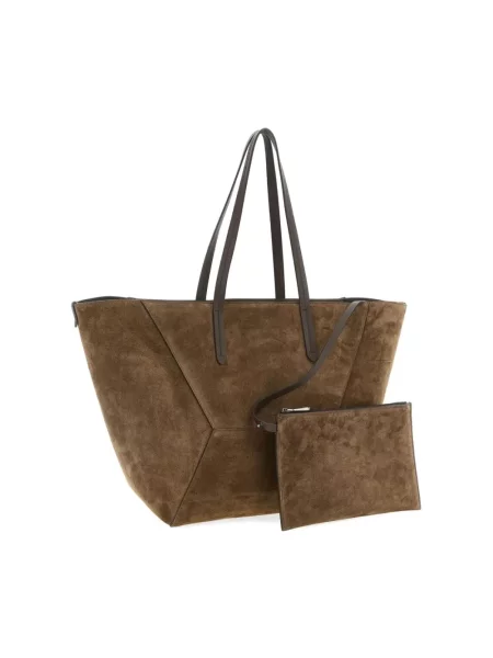 Shopperka Brunello Cucinelli zamszowa brązowa