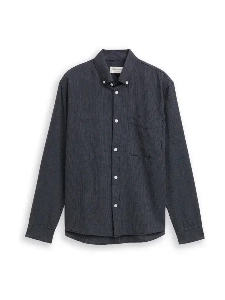 TOM TAILOR DENIM Cămașă bleumarin / deschis gri