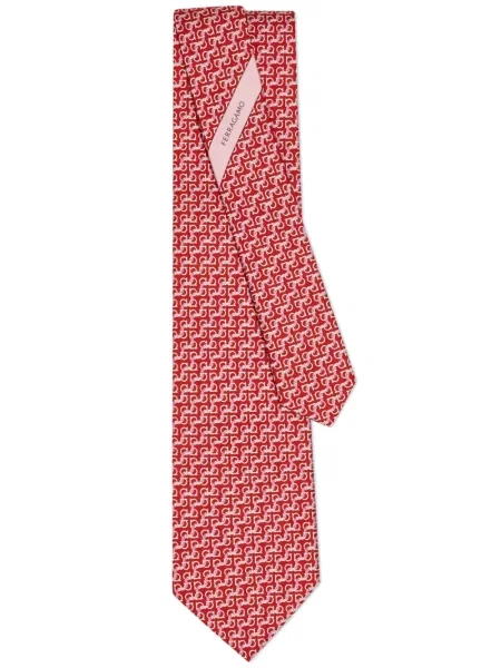 Cravată Ferragamo cu imagine roșu