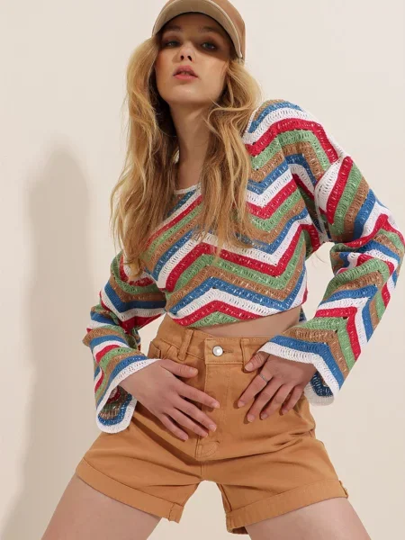 Джинсовые шорты Trend Alaçatı Stili коричневые