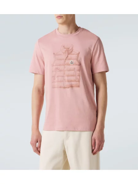 Tricou Moncler cu imagine din jerseu roz