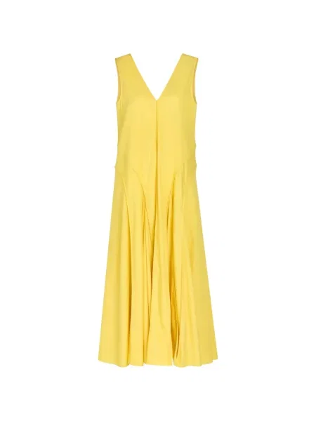 Rochie maxi Another Tomorrow cu decolteu în V galben
