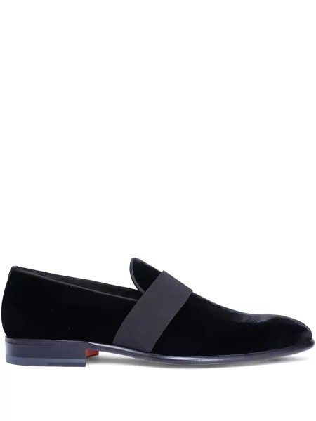 Pantofi loafer Santoni de catifea negru