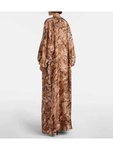 Rochie maxi Max Mara de mătase de costum auriu
