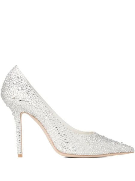 Pantofi cu toc Jimmy Choo de cristal argintiu