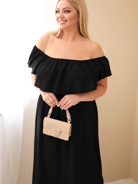 Макси рокля Kesi Włoski с волани черно