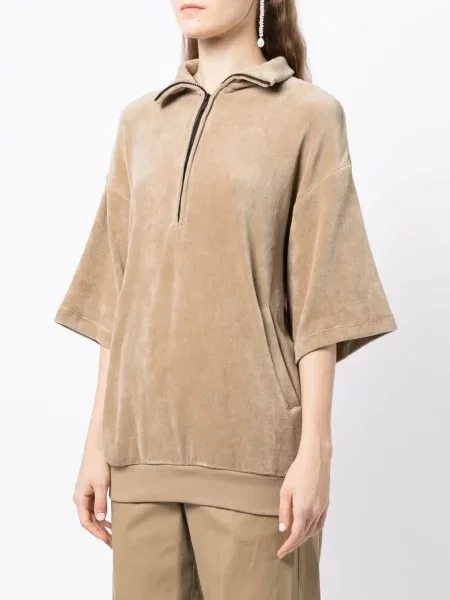 Welurowy top Fear Of God Essentials z półrękawem zielony