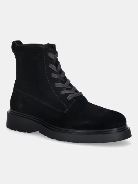 Čevlji iz semiša Calvin Klein COMBAT ESS LACE UP BOOT SU črna