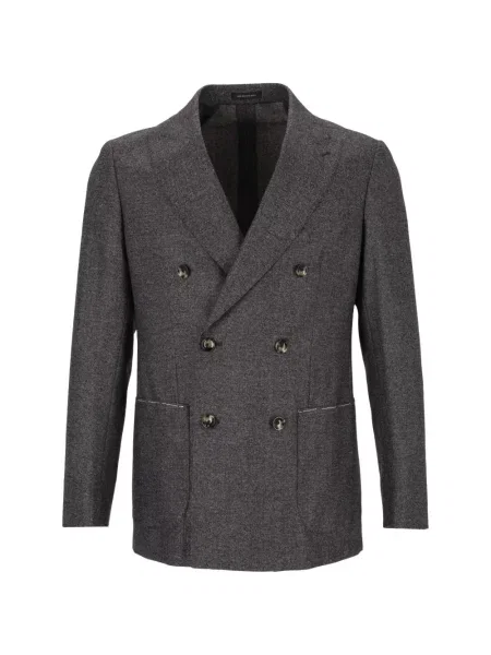Costum Al Duca D’aosta 1902 de lână cu model herringbone cu două rânduri de nasturi gri