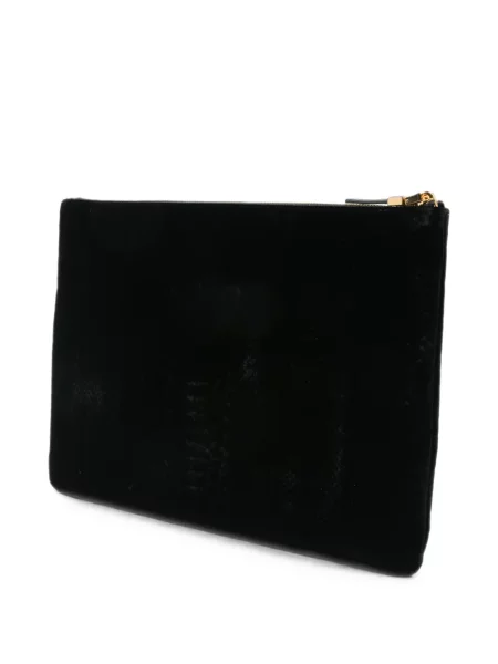Clutch torbica Elisabetta Franchi od samta s autogramom crna