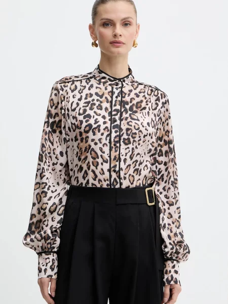 Fracomina cămașă cu guler stand-up regular maro