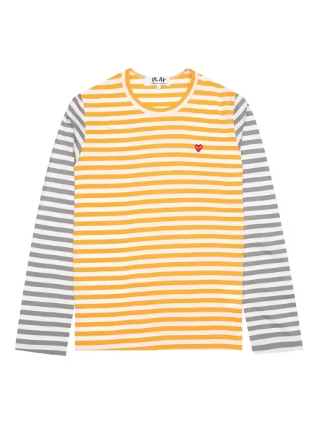 Tricou Comme Des Garcons Play cu dungi lung galben