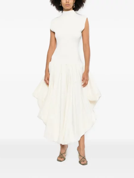 Rochie midi Aje tricotate alb