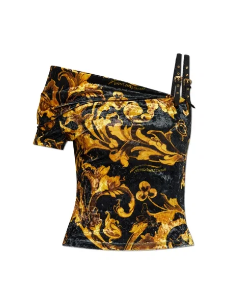 Bluzka Versace Jeans Couture na sprzączkę na jednym ramieniu żółta