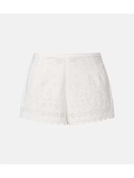 Pantaloni scurți Dôen cu broderie alb