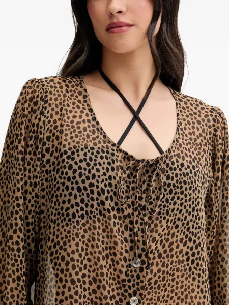 Spodnie Michael Michael Kors skórzane bez obcasa plecione różowe