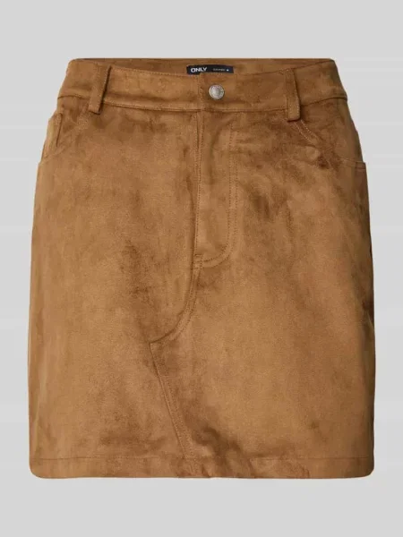 Spódnica mini o dopadowanym kroju z imitacji zamszu model ‘TULIP’ Only