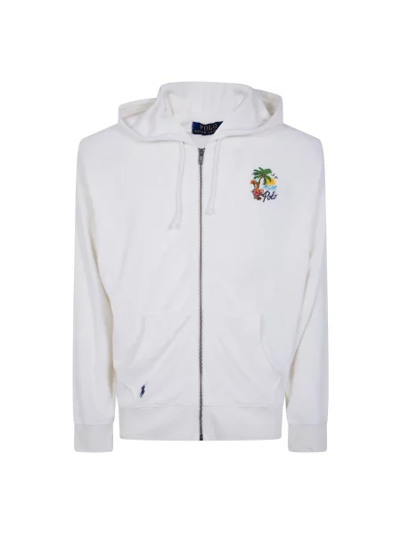 Bluza z kapturem Polo Ralph Lauren z kapturem z długim rękawem biała