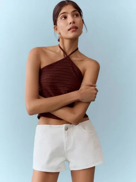 Szorty z odpinaną chustką złamana biel Teen 38 MANGO TEEN