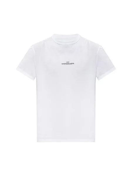 Koszulka Maison Margiela z logo z krótkim rękawem z dekoltem w kształcie litery U biała