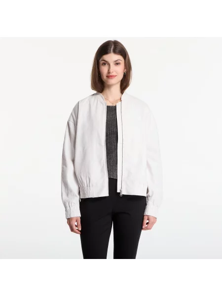 Vesta Calvin Klein Linen Bomber Jacket White Sand S bílá