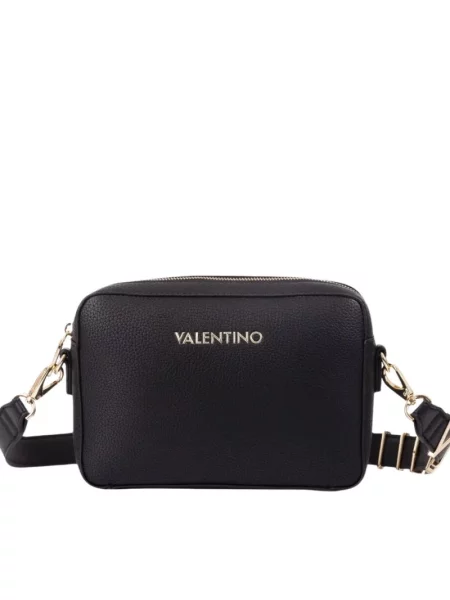 Lniana torebka Valentino By Mario Valentino czarna