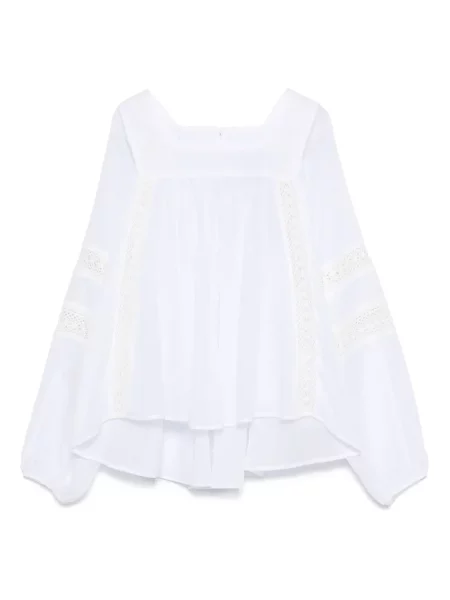 Блуза Pnk с дантела бяло