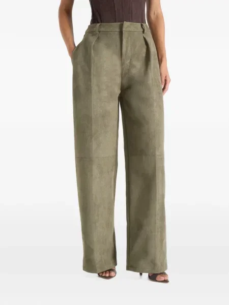 Pantaloni Manière De Voir din piele de căprioară verde