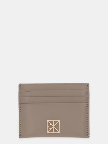 Calvin Klein Usnjen etui za kartice bež