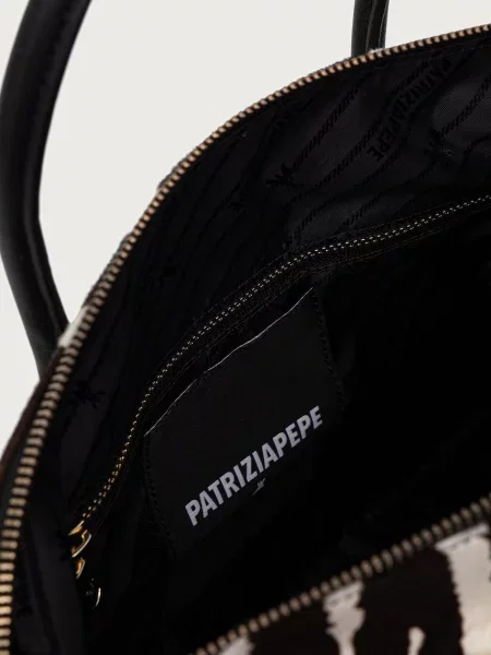Bőr shopper táska Patrizia Pepe barna