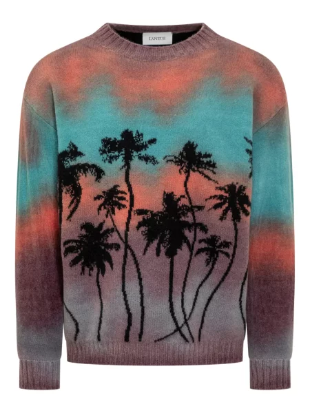 Пуловер Laneus с кръгло деколте синьо