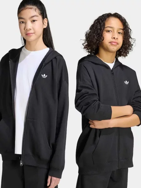 Adidas Originals кофта яка розстібається з капюшоном дитяча з бавовною