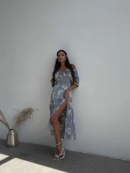 Сукня міді Milirud шовк блакитний