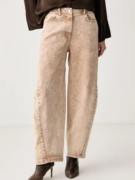 Haveone jeansy relaxed fit beżowe