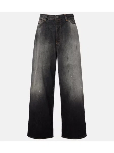 Blugi cu picior larg Acne Studios zdrențuiți negru