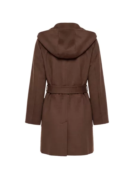 Cu centură palton Max Mara cu glugă maro
