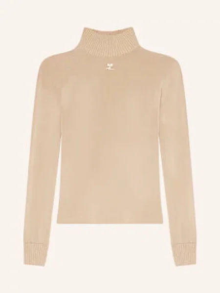 Courrèges Koszulka Z Długim Rękawem Z Siateczki beige beżowa