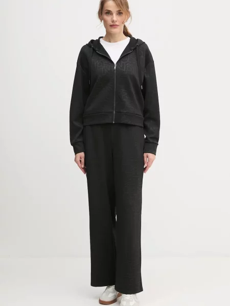 Кофта Dkny KNIT JACKET з капюшоном візерунок чорний