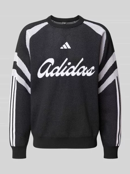 Sweter z dużym napisem z logo Adidas Sportswear czarny
