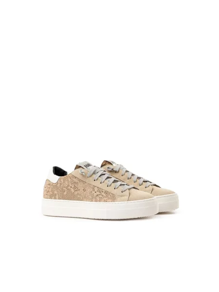 Sneakersy P448 skórzane beżowe