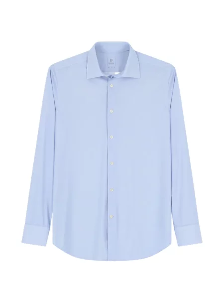 Cămașă Boggi Milano cu model herringbone stretch albastru