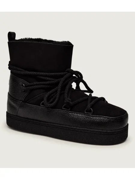 INUIKII Bocanci Classic | piele întoarsă | lână negru