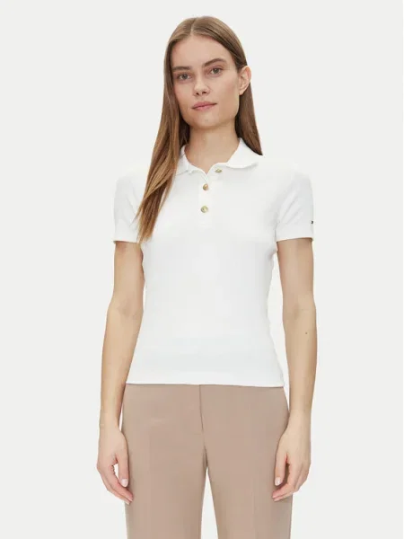 Tommy Hilfiger Pólóing Slim Gold Button Polo Ss fehér