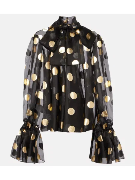 Bluză Dolce&gabbana de mătase cu buline negru