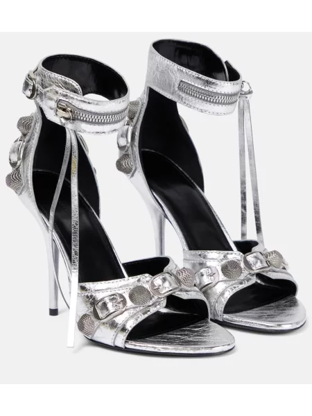 Sandale Balenciaga din piele argintiu