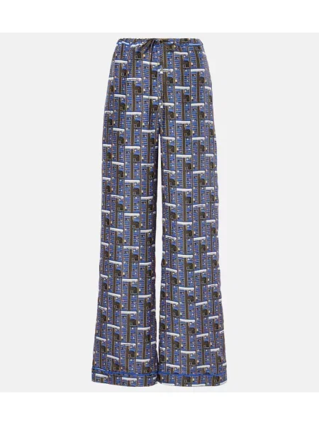 Svilen kariraste hlače Burberry s karirastim vzorcem črna