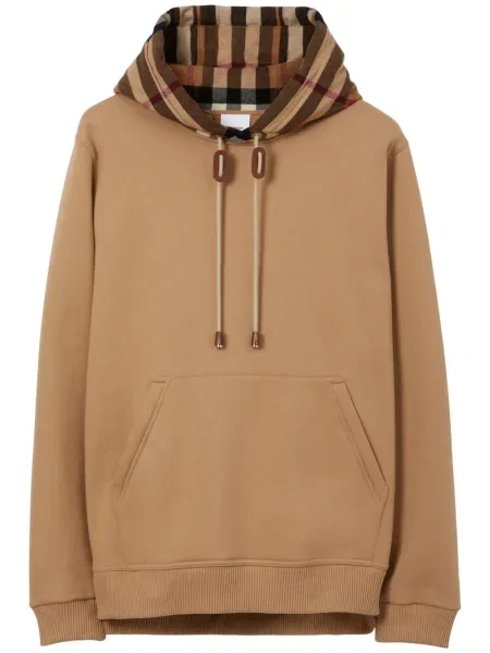 Bluza z kapturem Burberry w kratę brązowa